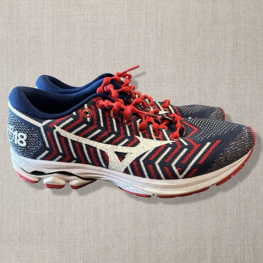 Mizuno Waveknit R1 USA Patriotic Peachtree 2018 Running Shoes Women’s 9